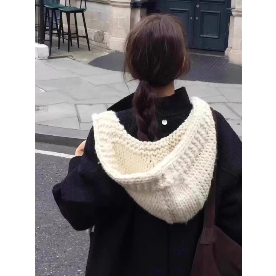 Knitted Hooded Scarf Hat Apparel and Accessories