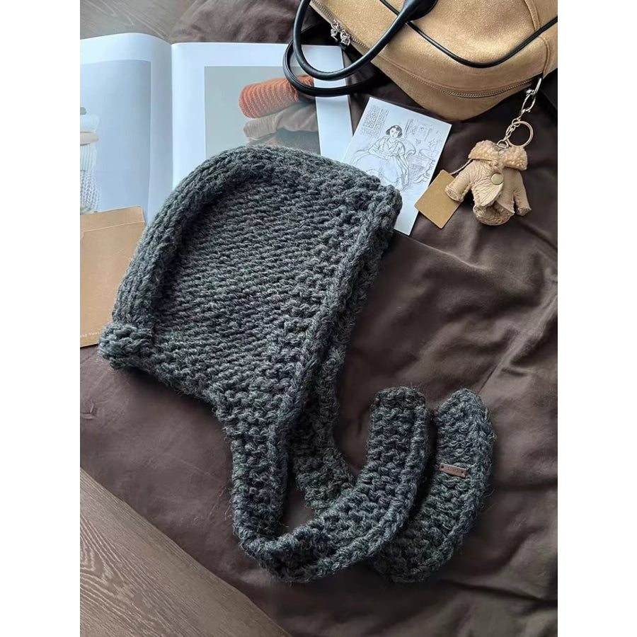 Knitted Hooded Scarf Hat Gray / ONESIZE Apparel and Accessories