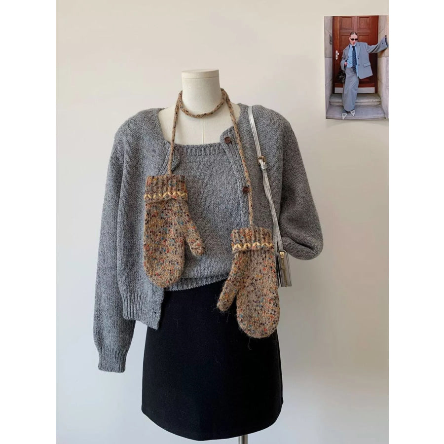 Knitted Mitten Gloves Camel / One Size Apparel and Accessories