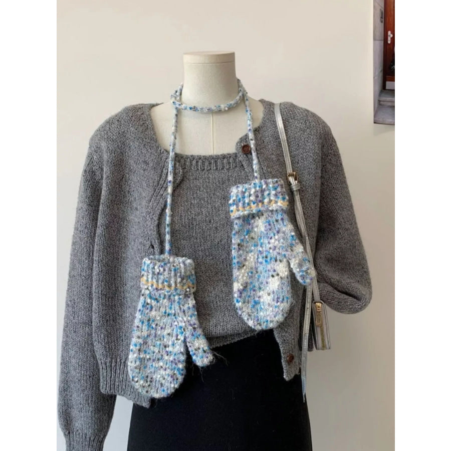 Knitted Mitten Gloves Light Blue / One Size Apparel and Accessories