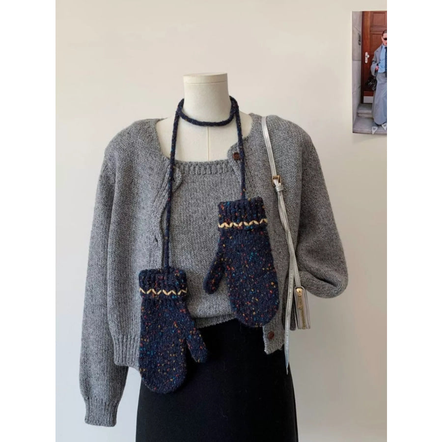 Knitted Mitten Gloves Navy / One Size Apparel and Accessories