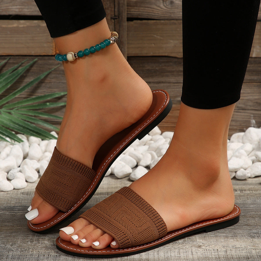 Knitted Open Toe Flat Sandals Apparel and Accessories