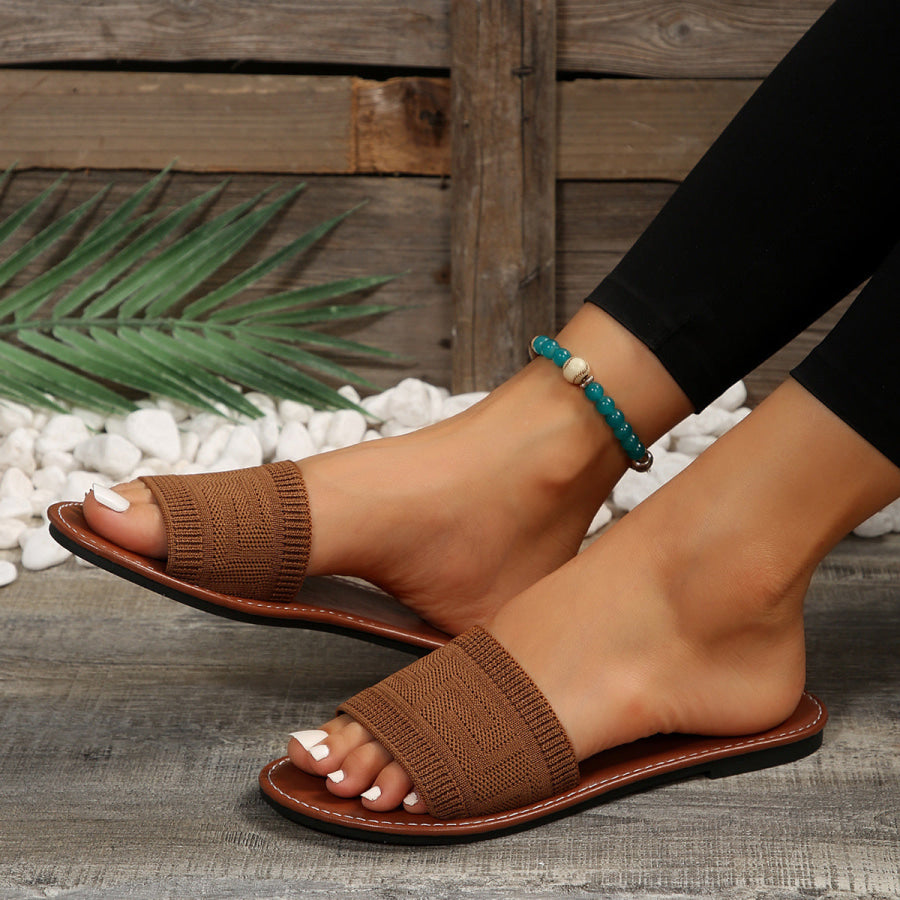 Knitted Open Toe Flat Sandals Apparel and Accessories