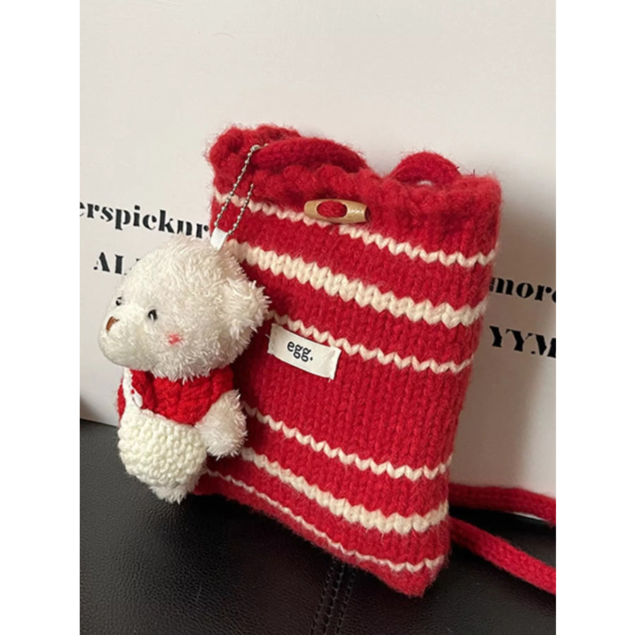 Knitted Striped Crossbody Bag Red / ONESIZE Apparel and Accessories