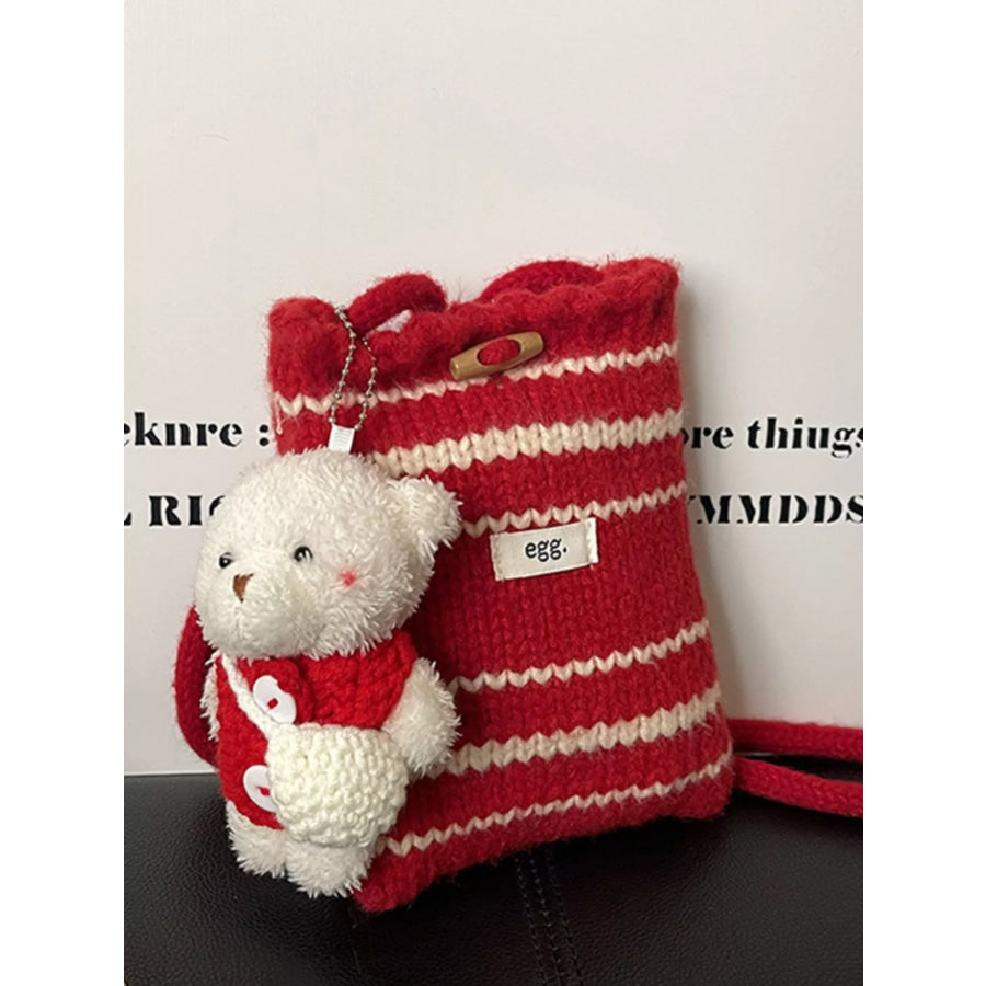 Knitted Striped Crossbody Bag Red / ONESIZE Apparel and Accessories