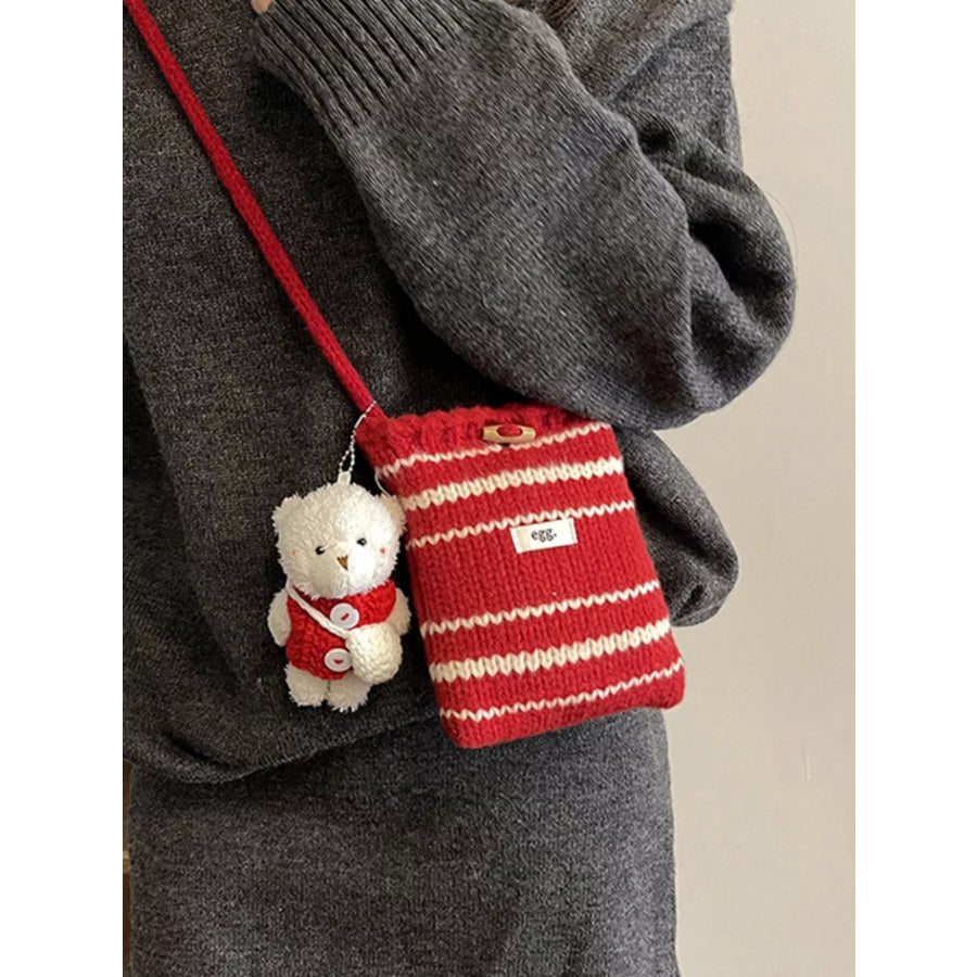 Knitted Striped Crossbody Bag Red / ONESIZE Apparel and Accessories