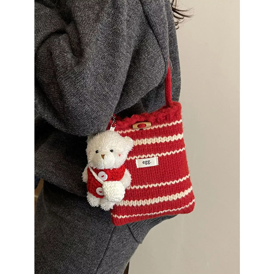 Knitted Striped Crossbody Bag Red / ONESIZE Apparel and Accessories