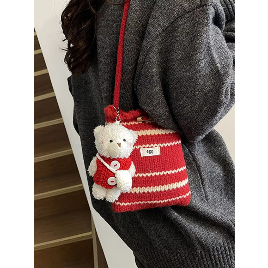 Knitted Striped Crossbody Bag Red / ONESIZE Apparel and Accessories