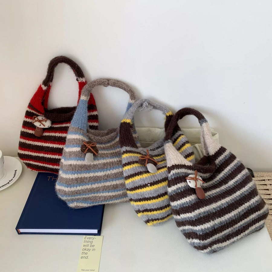 Knitted Striped Handbag Apparel and Accessories