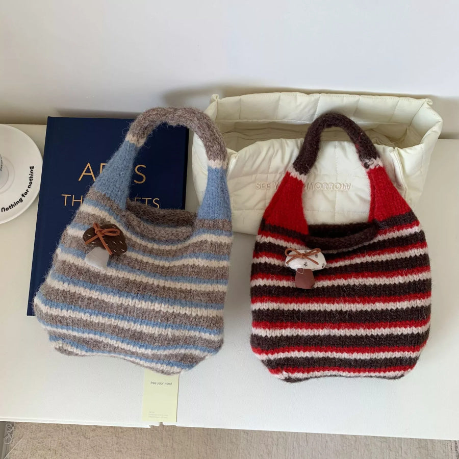 Knitted Striped Handbag Apparel and Accessories