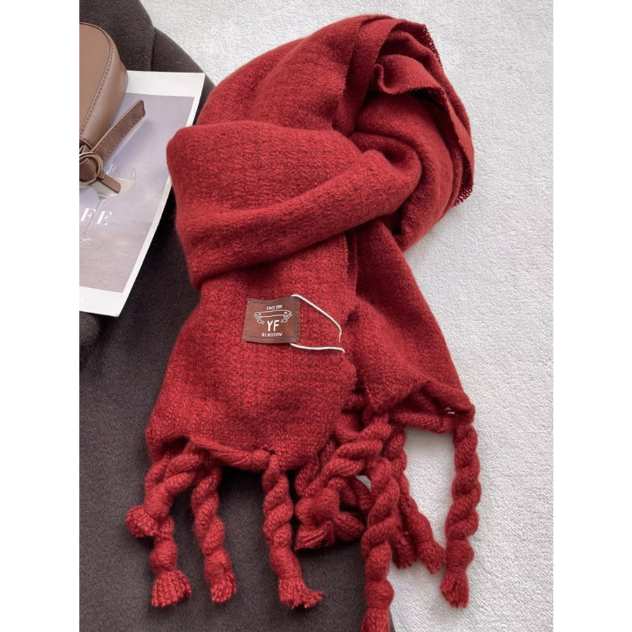Knitted Tassel Scarf New Year Red / One Size Apparel and Accessories