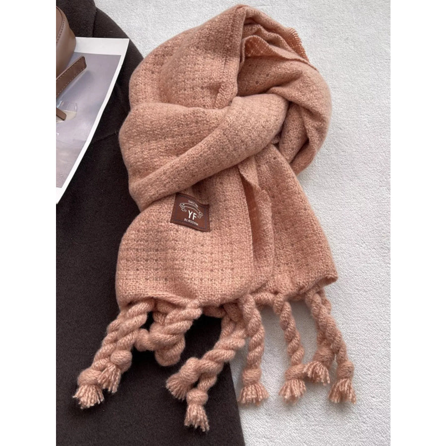 Knitted Tassel Scarf Pink / One Size Apparel and Accessories