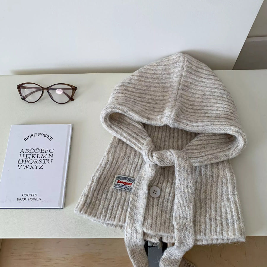 Knitted Winter Scarf Hat Beige / One Size Apparel and Accessories