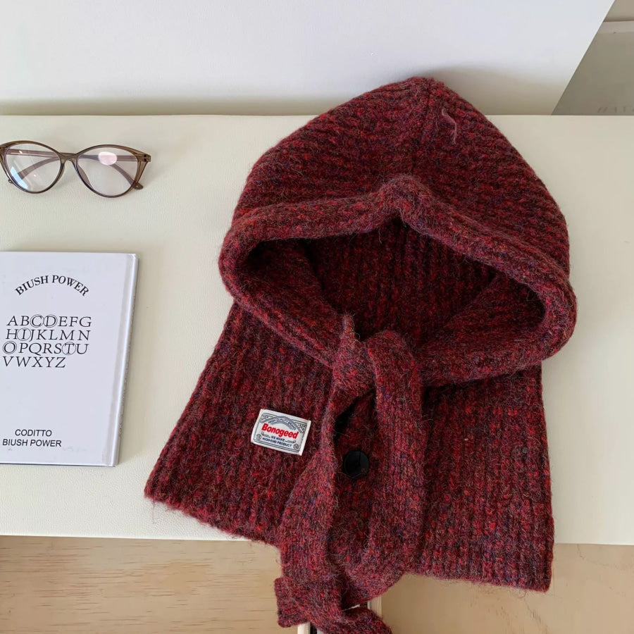 Knitted Winter Scarf Hat Burgundy / One Size Apparel and Accessories