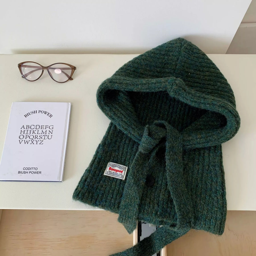 Knitted Winter Scarf Hat Dark Green / One Size Apparel and Accessories