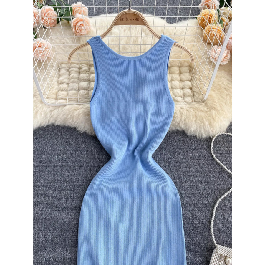 Knot Back Sleeveless Knit Bodycon Midi Dres Apparel and Accessories