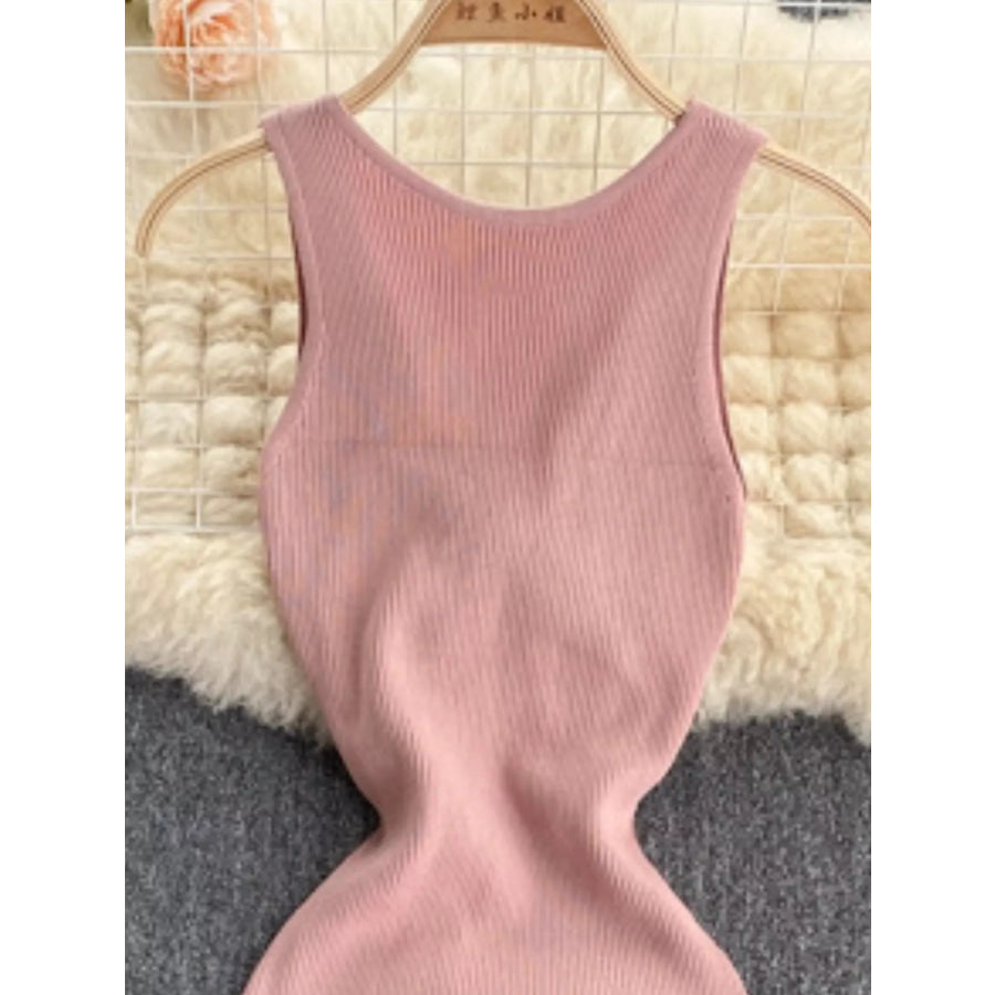 Knot Back Sleeveless Knit Bodycon Midi Dres Apparel and Accessories