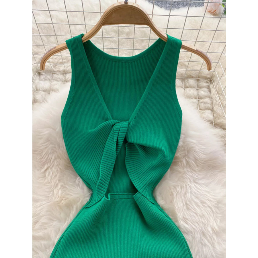 Knot Back Sleeveless Knit Bodycon Midi Dres Apparel and Accessories