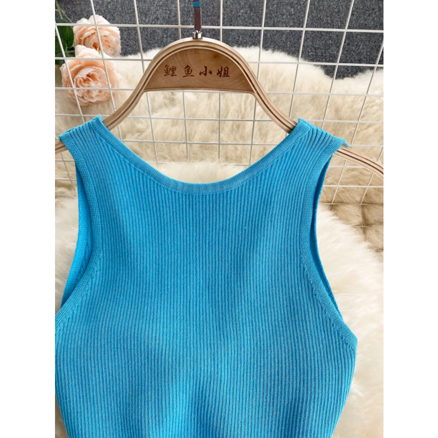 Knot Back Sleeveless Knit Bodycon Midi Dres Apparel and Accessories
