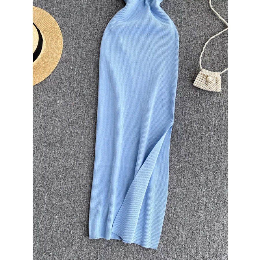 Knot Back Sleeveless Knit Bodycon Midi Dres Apparel and Accessories
