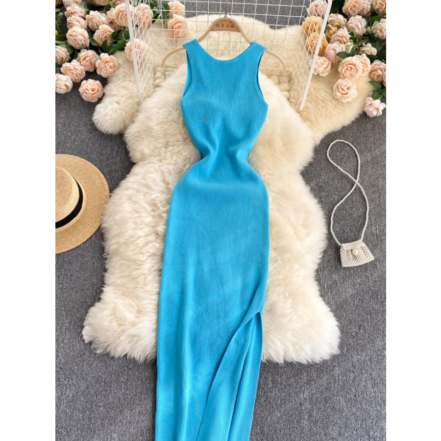 Knot Back Sleeveless Knit Bodycon Midi Dres Apparel and Accessories