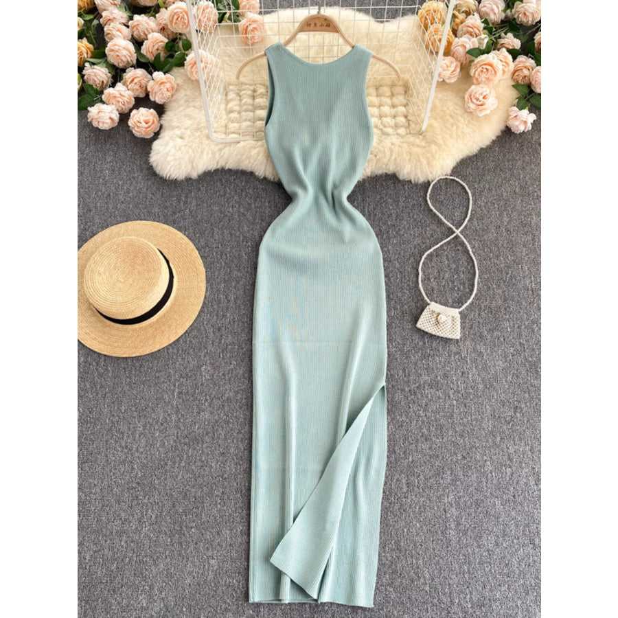 Knot Back Sleeveless Knit Bodycon Midi Dres Apparel and Accessories