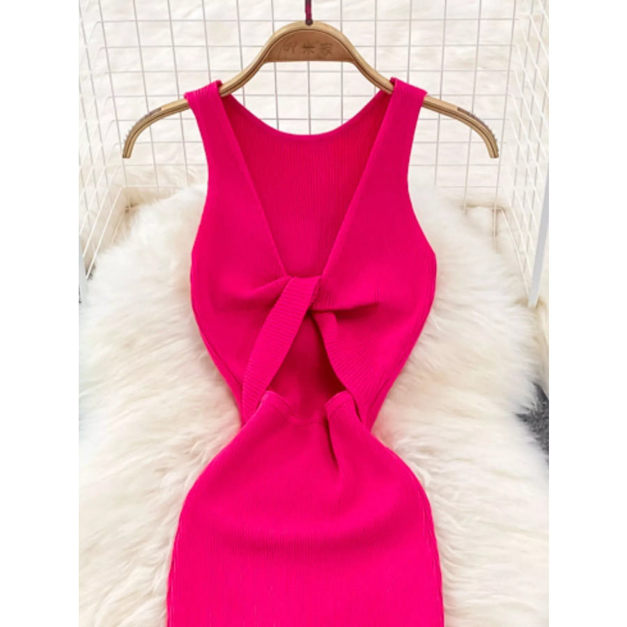 Knot Back Sleeveless Knit Bodycon Midi Dres Apparel and Accessories