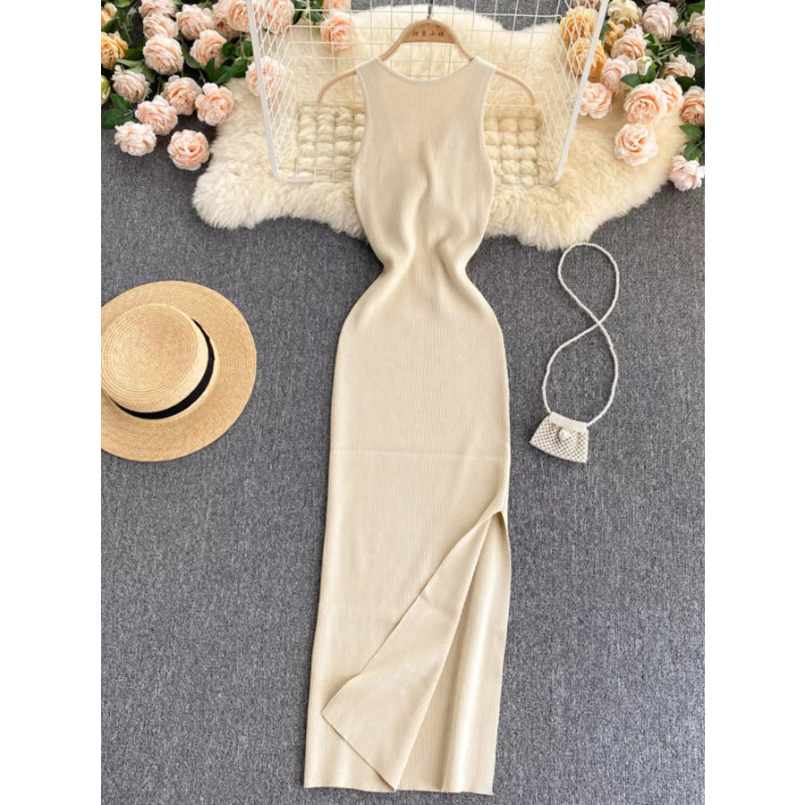 Knot Back Sleeveless Knit Bodycon Midi Dres Apparel and Accessories