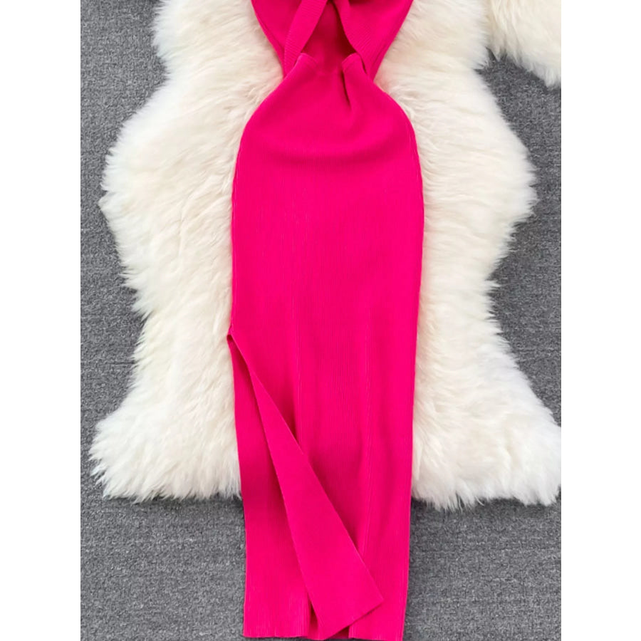 Knot Back Sleeveless Knit Bodycon Midi Dres Apparel and Accessories