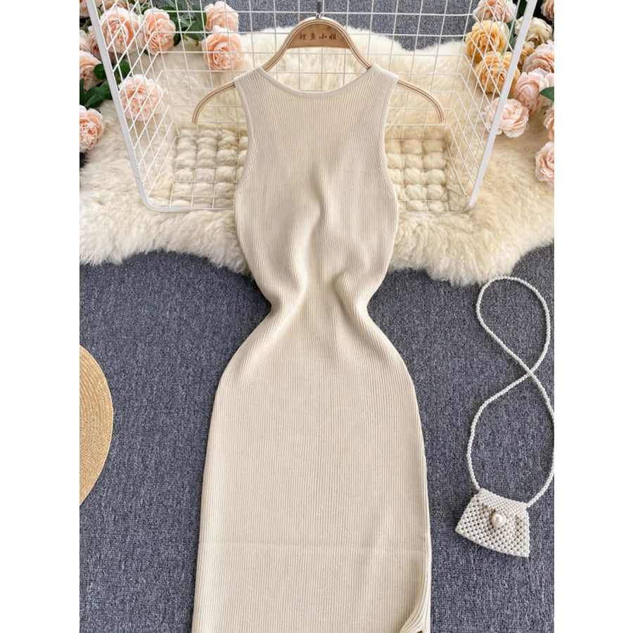 Knot Back Sleeveless Knit Bodycon Midi Dres Apparel and Accessories
