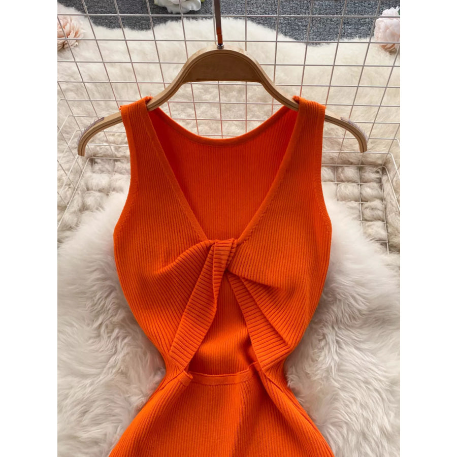 Knot Back Sleeveless Knit Bodycon Midi Dres Apparel and Accessories