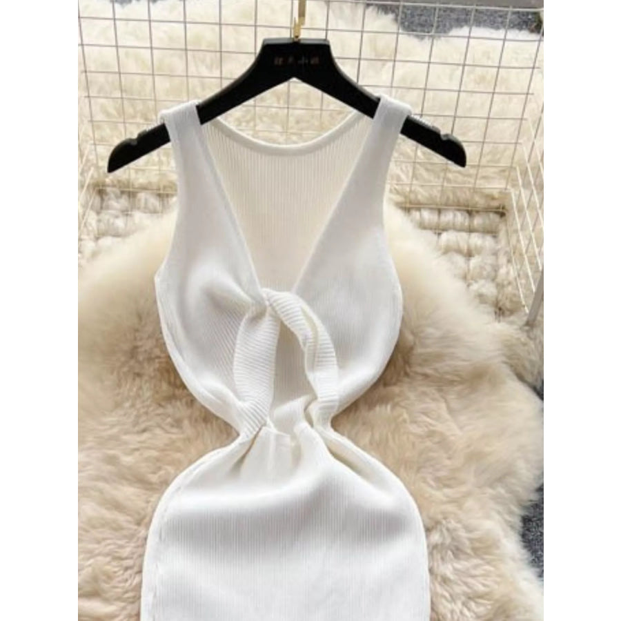 Knot Back Sleeveless Knit Bodycon Midi Dres Apparel and Accessories
