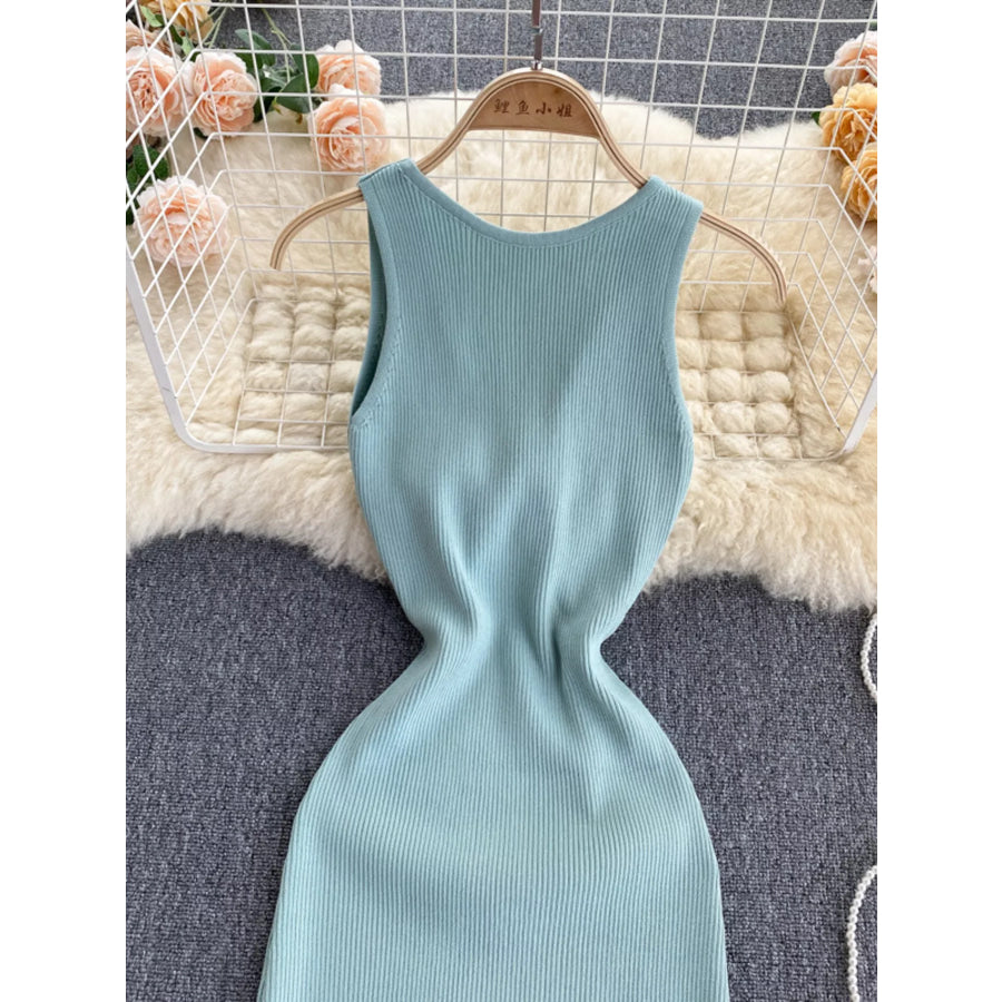 Knot Back Sleeveless Knit Bodycon Midi Dres Apparel and Accessories