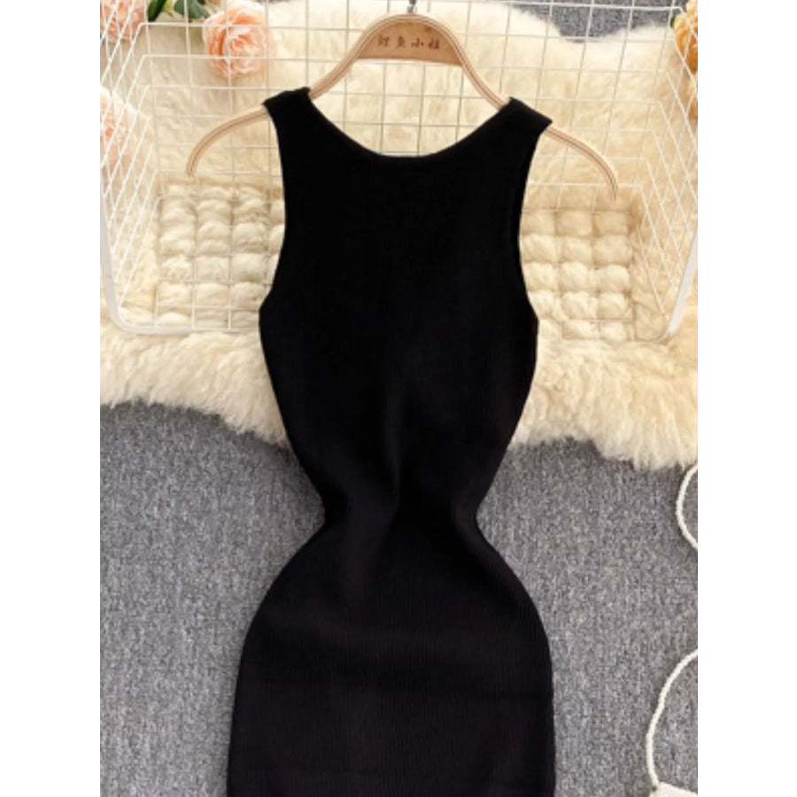 Knot Back Sleeveless Knit Bodycon Midi Dres Apparel and Accessories