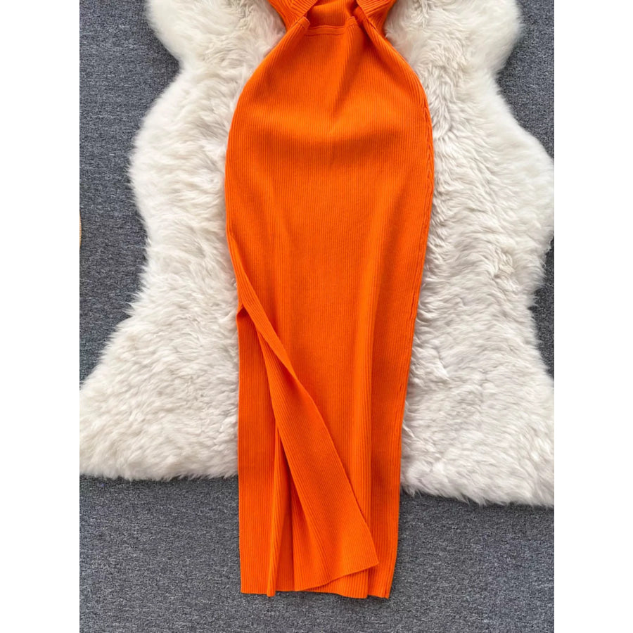 Knot Back Sleeveless Knit Bodycon Midi Dres Apparel and Accessories
