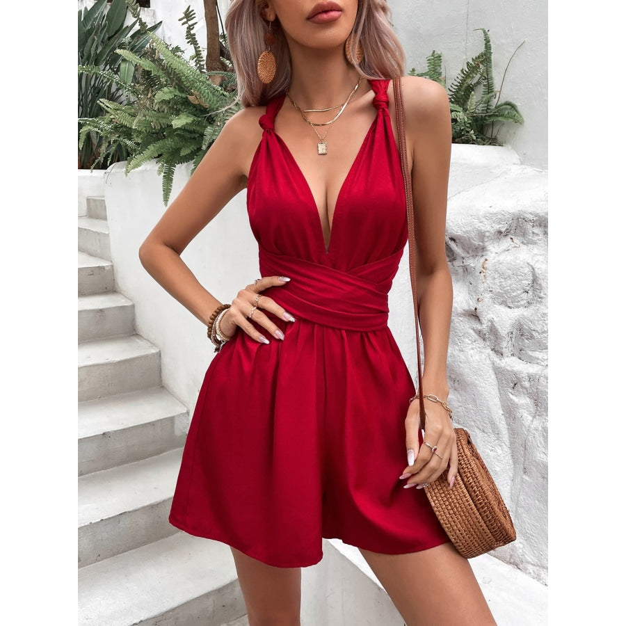 Knot Detail Tie Back Romper