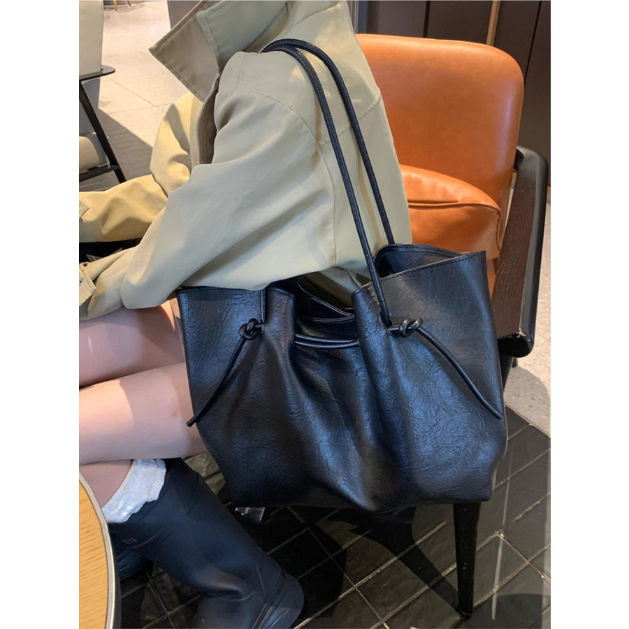 Knot-Detail Tote Bag Black / One Size Apparel and Accessories