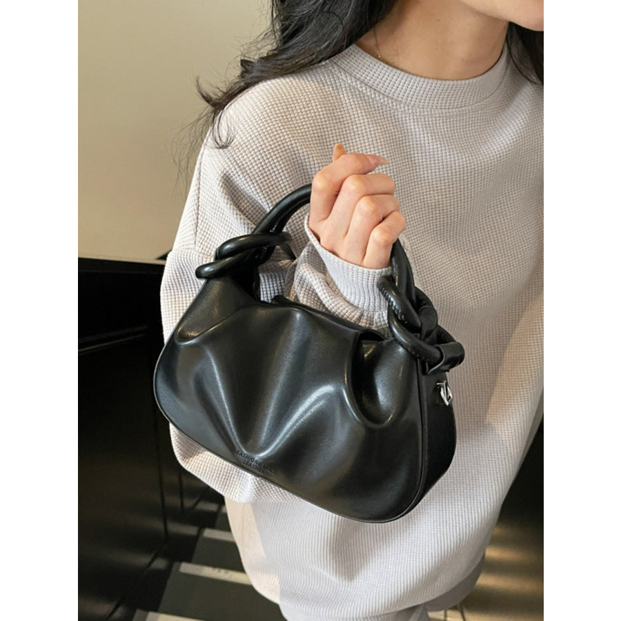 Knot Handle Ruched Crossbody Bag Apparel and Accessories