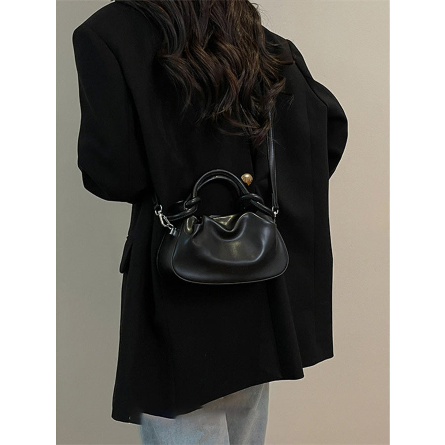 Knot Handle Ruched Crossbody Bag Apparel and Accessories