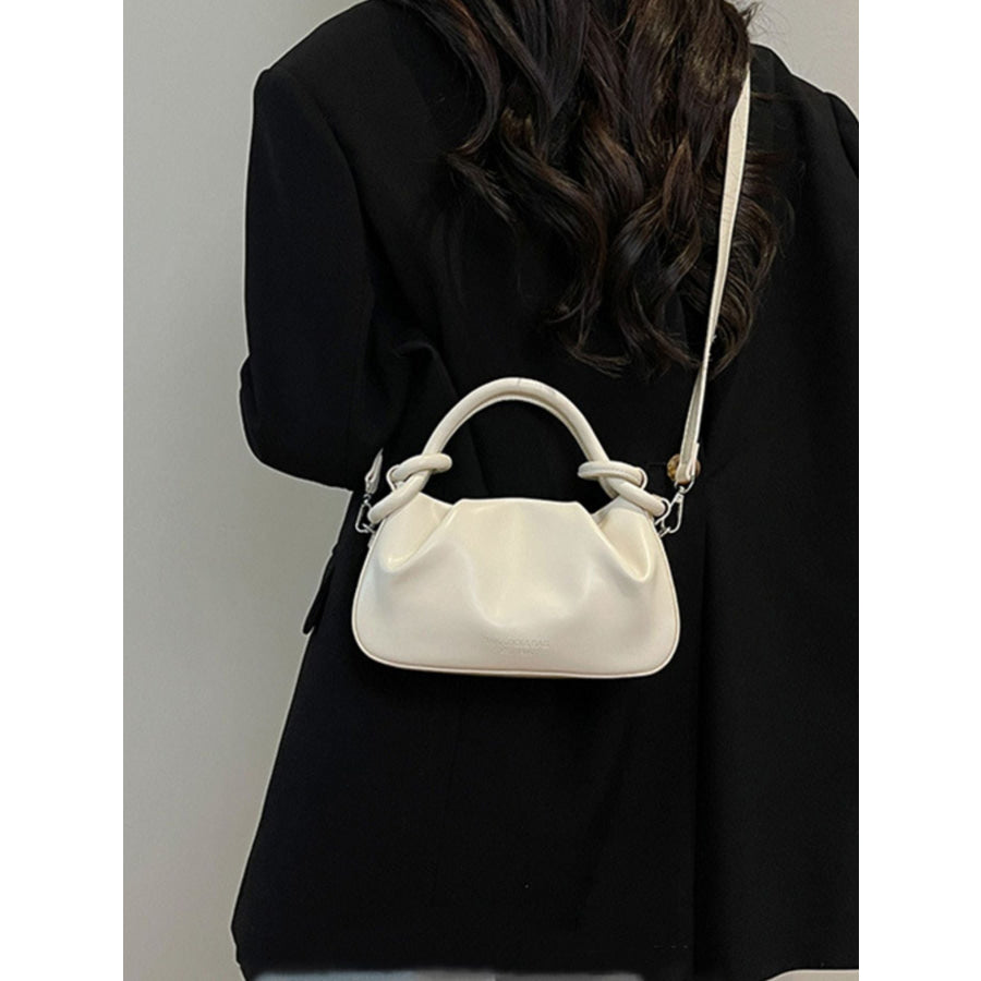 Knot Handle Ruched Crossbody Bag Apparel and Accessories