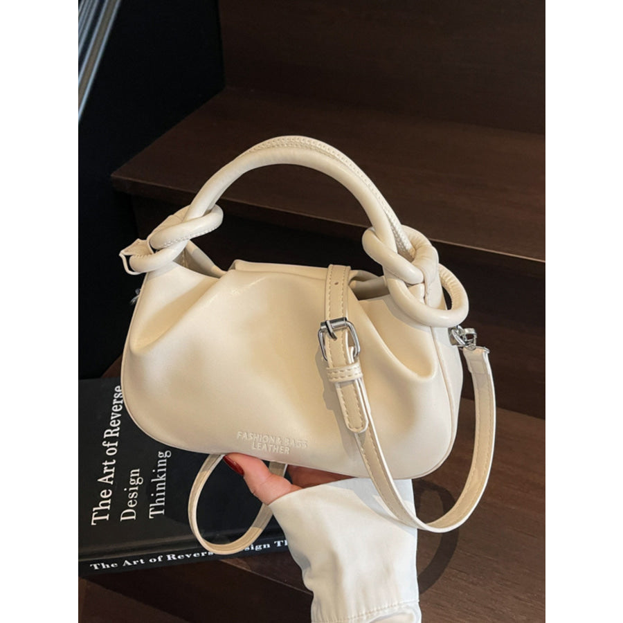 Knot Handle Ruched Crossbody Bag Off-white / One Size Apparel and Accessories