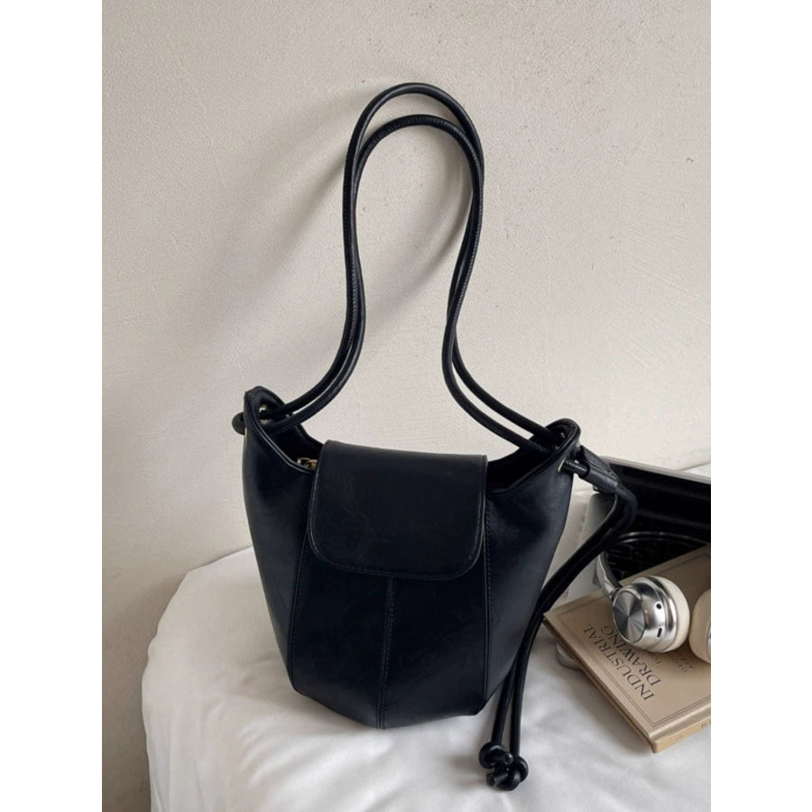 Knot Strap Bucket Crossbody Bag Black / One Size Apparel and Accessories