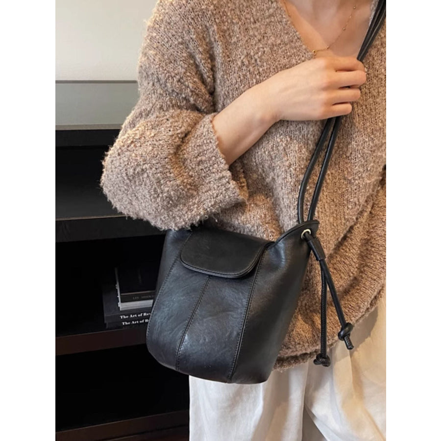 Knot Strap Bucket Crossbody Bag Black / One Size Apparel and Accessories