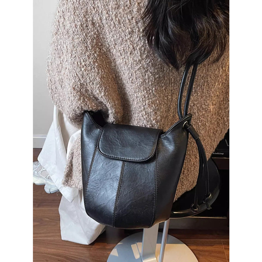 Knot Strap Bucket Crossbody Bag Black / One Size Apparel and Accessories