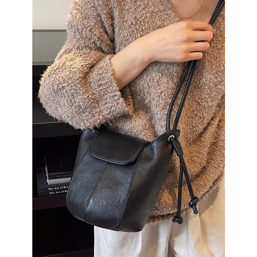 Knot Strap Bucket Crossbody Bag Black / One Size Apparel and Accessories