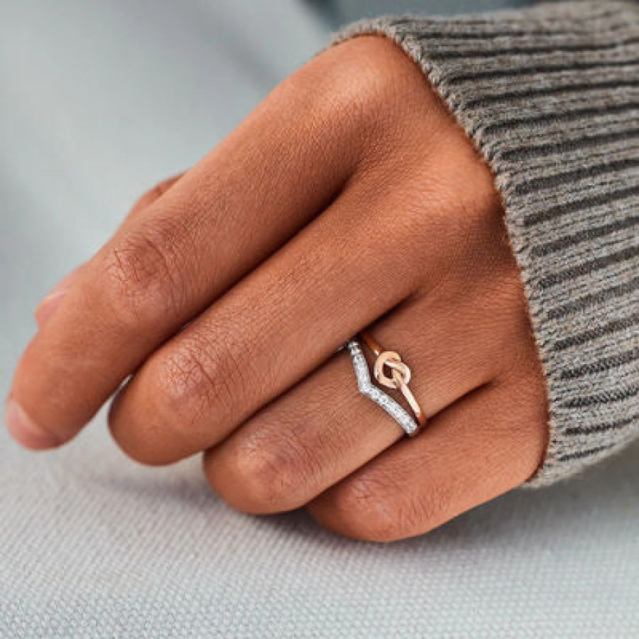 Knotted Heart Shape Inlaid Zircon Ring Apparel and Accessories