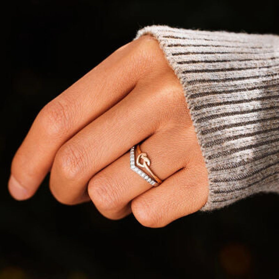 Knotted Heart Shape Inlaid Zircon Ring Apparel and Accessories