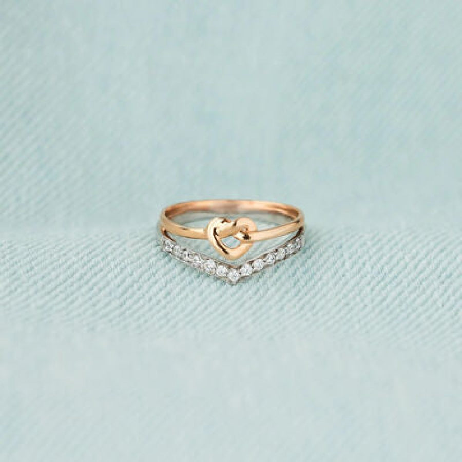 Knotted Heart Shape Inlaid Zircon Ring Apparel and Accessories