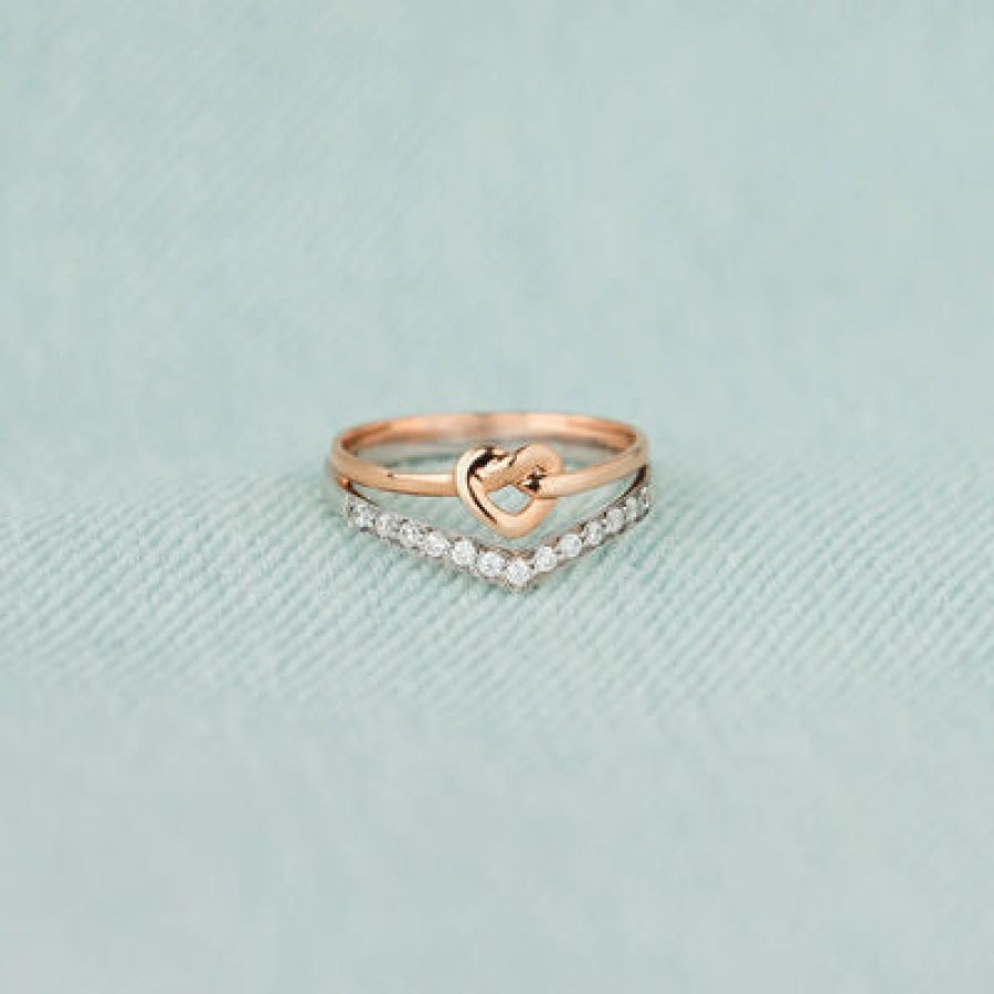 Knotted Heart Shape Inlaid Zircon Ring Apparel and Accessories