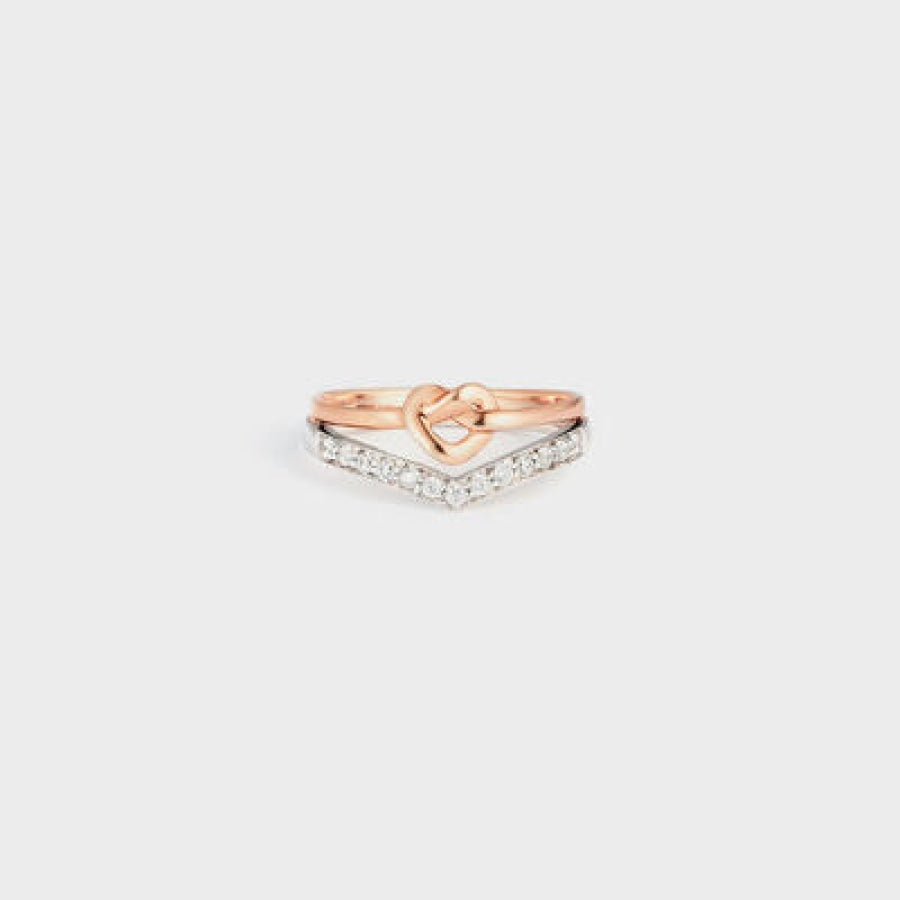 Knotted Heart Shape Inlaid Zircon Ring Silver / 6 Apparel and Accessories